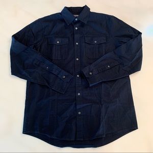 Men’s Navy Blue Michael Kors Dobby Long-Sleeve Button Up Shirt!